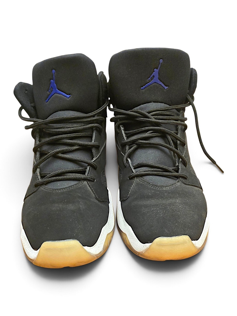 Jordan Men's Black Sneakers with Purple Jumpman and Gum Soles